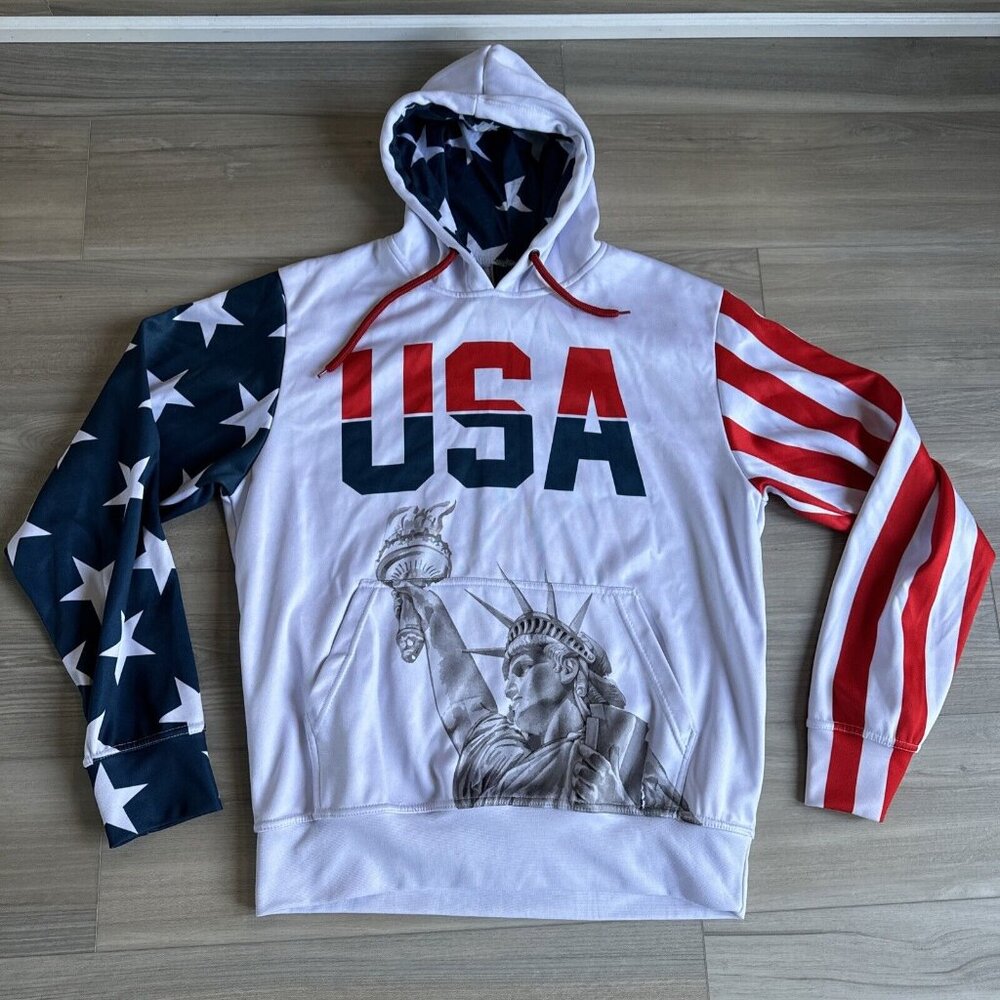 Greater Half American Flag 4th Of July‎ Hoodie Large Men’s Stars And Stripes